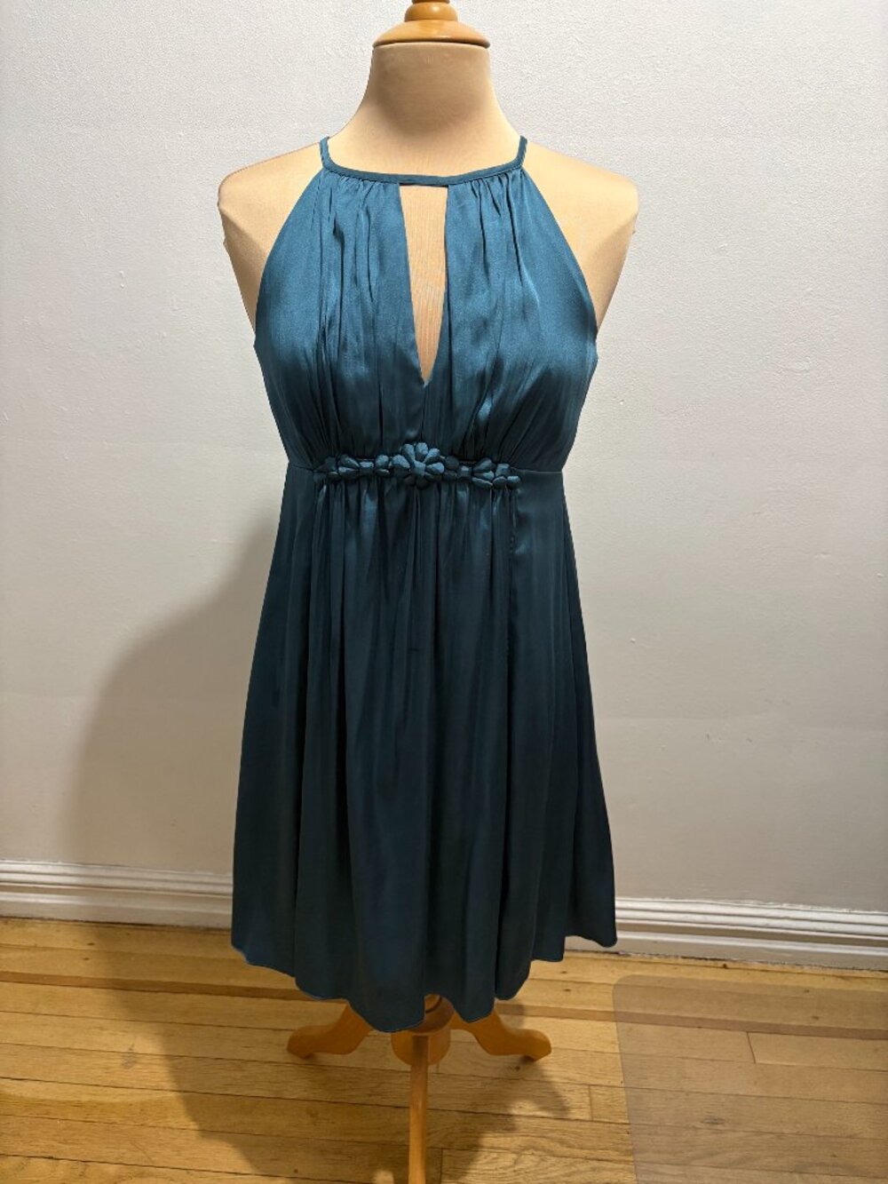 Esley satin embellished party dress in teal